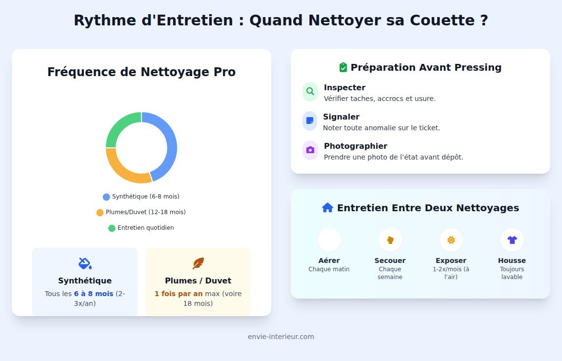 infographie Quelle fréquence de nettoyage recommandée pour une couette 2 personnes ?